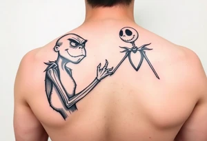 Spooky christmas arm grinch and jack skellington tattoo idea