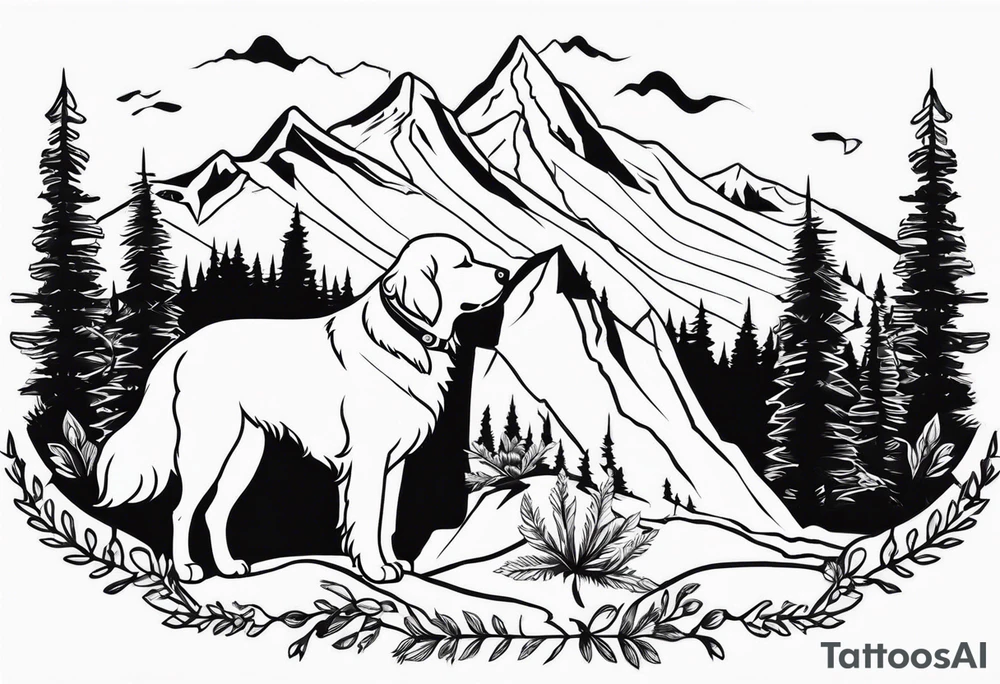 cowboy boot and mountains and a golden retriever tattoo idea cowboy boot and mountains and a golden retriever tattoo idea
