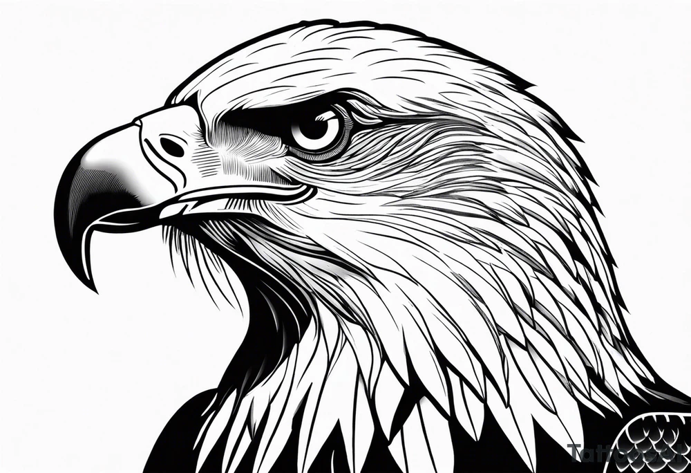 realistic eagle full body  sit face front tattoo idea