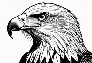 realistic eagle full body  sit face front tattoo idea