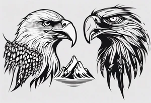 mountains wheat eagle tattoo idea