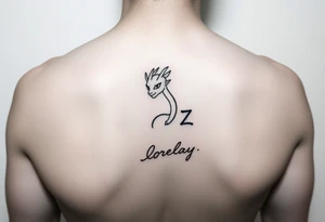 Créame un diseño en miniatura para la parte baja del bicep de un personaje principal chica 
de dragón Ball z con el nombre de lorelay escrito por debajo del diseño tattoo idea