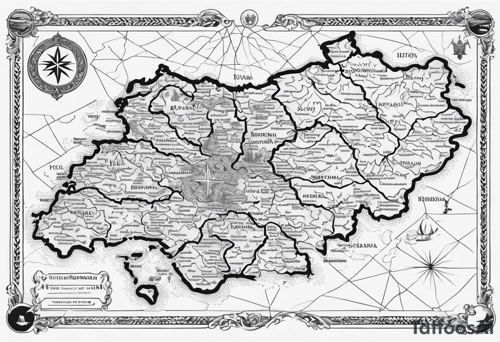Bosnian Borders:
"Let the outline of Bosnia and Herzegovina’s borders be the central focus of the tattoo. Use thin lines to draw the country’s shape, making it clear and elegant."
"Place the map centrally, symbolizing your connection to the homeland." tattoo idea