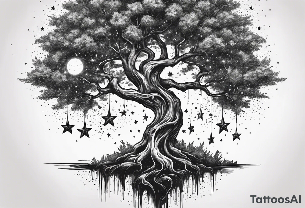 Poison tree with stars tattoo idea