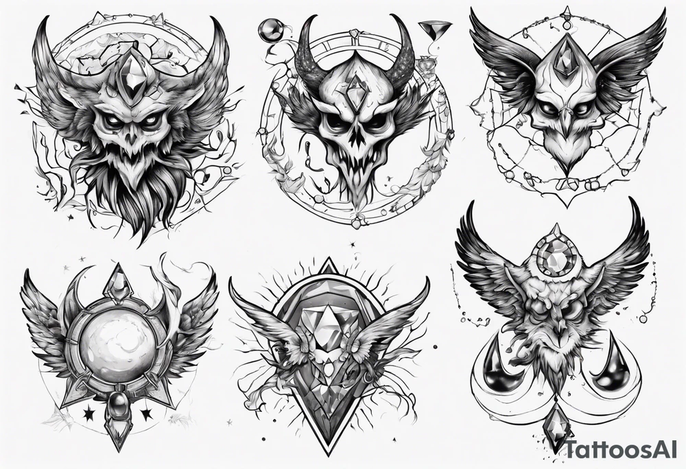 The Demon Stolas obsessed with gems, knowledge of astrology and poisonous gems. tattoo idea