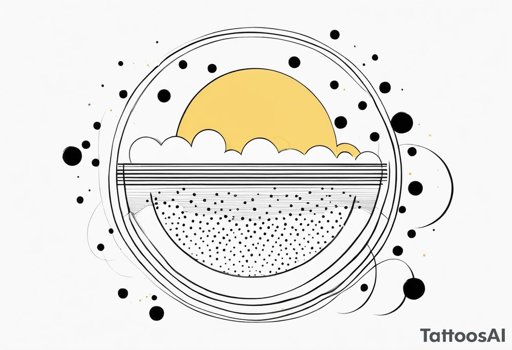 simple sunshine made of black dots with circles tattoo idea