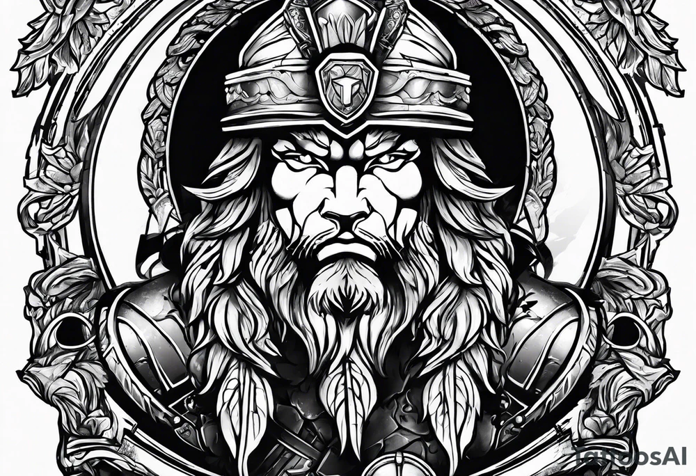 Spartan soldier in a lion tattoo idea