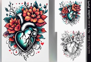 Heartbeat flowers tattoo idea
