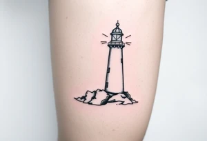 Simple lighthouse with pops tattoo idea