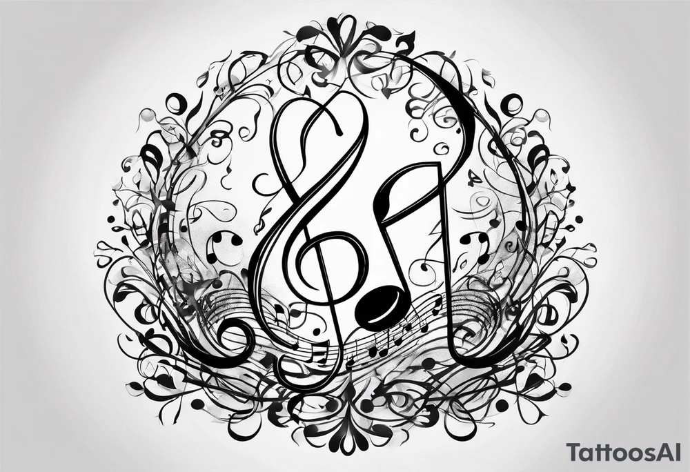 Musical notes connecting toddlers dancing tattoo idea