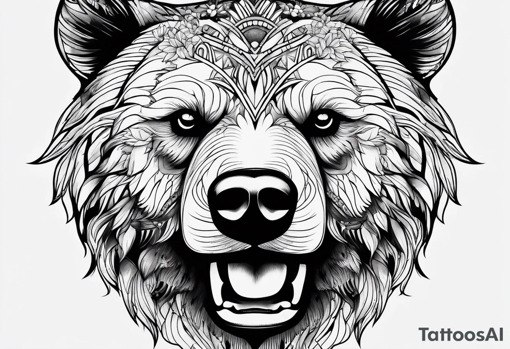 Bear face tattoo idea