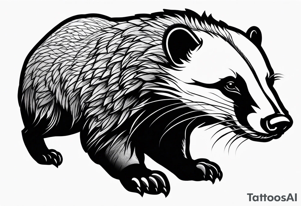 Muscular old honey badger tattoo idea
