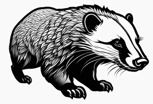 Muscular old honey badger tattoo idea