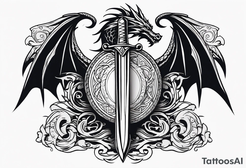 Valhalla sword ship dragon shield tattoo idea
