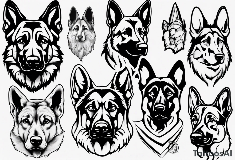 German Shepherd portrait tattoo idea
