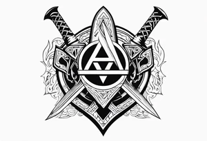 Valhalla  sword shield axe Valknut fog stairs tattoo idea