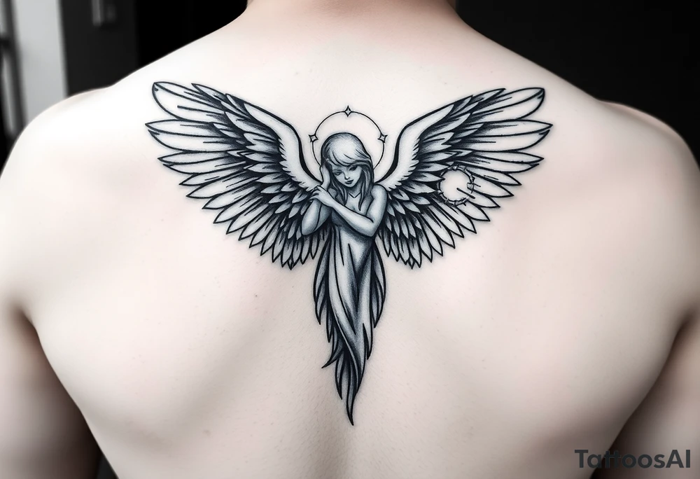 Angel with holes in her wings tattoo tattoo idea