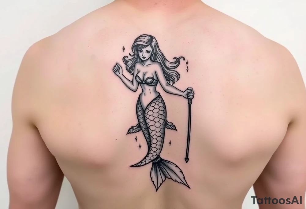 Mermaid with crutches tattoo idea
