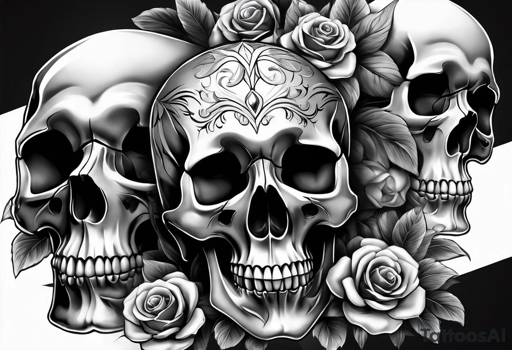 realistic skulls 3d tattoo idea