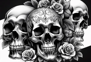 realistic skulls 3d tattoo idea