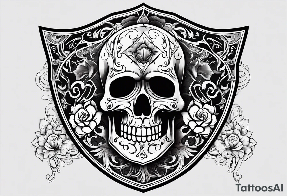 shadows of the dead inside a shield shape tattoo idea
