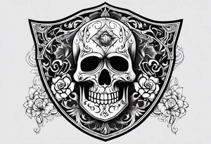 shadows of the dead inside a shield shape tattoo idea