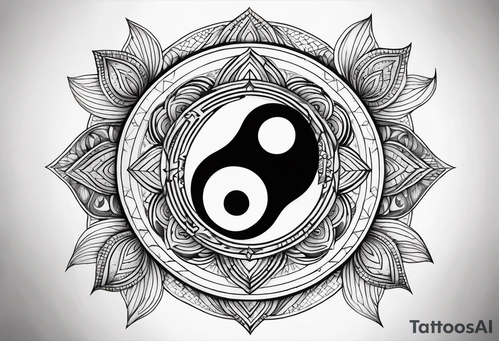 Yin yang symbol with sacred geometry patterns tattoo idea Yin yang symbol with sacred geometry patterns tattoo idea