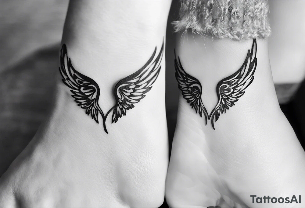Imagine a pair of angel wings with a small halo above them. Below the wings, you could have the initials "K", "A", and "S" in a flowing script, as if they’re gently floating beneath the wings. The halo could symbolize the divine connection and the wings represent protection, while the initials highlight your tribute to your loved ones. tattoo idea