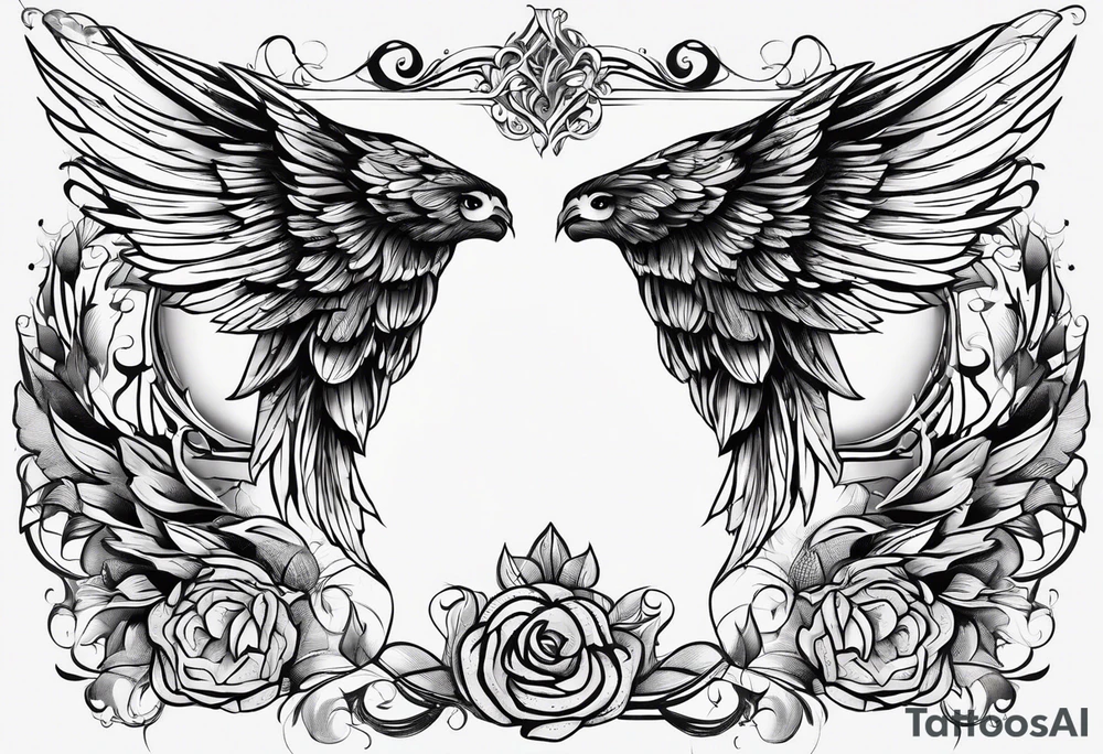 Wings with number 22 and + tattoo idea