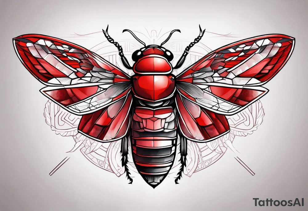 cicada on top of red greek visuals tattoo idea