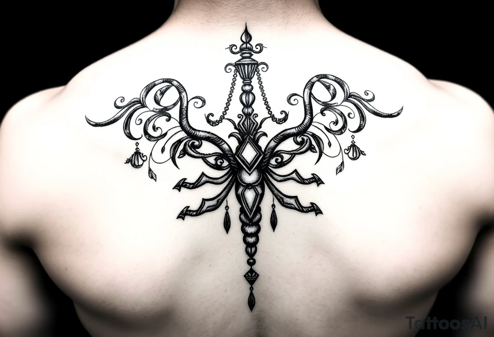 Ornamental chandelier natal scorpio tattoo idea
