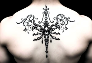Ornamental chandelier natal scorpio tattoo idea