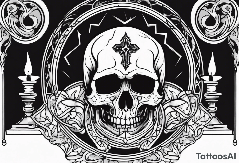 Skull crying while praying tattoo idea