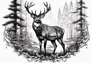 deer forest tattoo idea