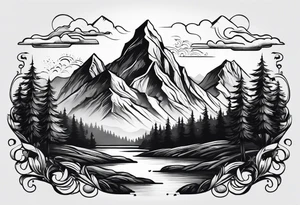 Mountains and rivers tattoo idea