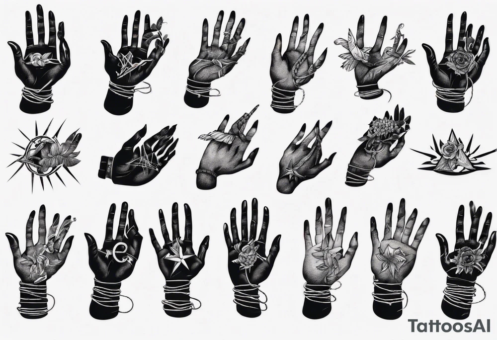 a hand with rope tattoo idea
