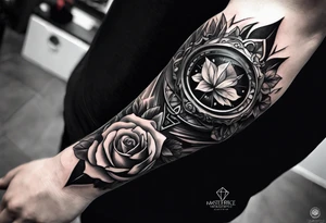 Sleeve on the forearm with a diamond in the middle for men tattoo idea
