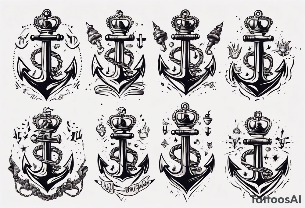 Anchor with a crown on top tattoo idea