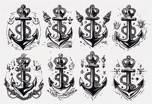 Anchor with a crown on top tattoo idea