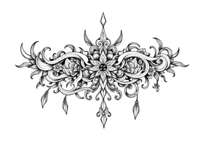 long shaman  style mytical bold line with ancient rhyme tattoo idea
