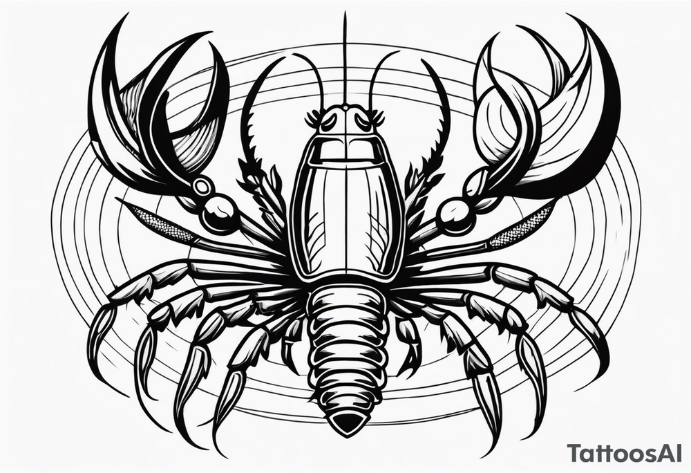 Crawfish with a gun in each claw tattoo idea