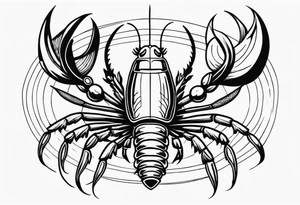 Crawfish with a gun in each claw tattoo idea