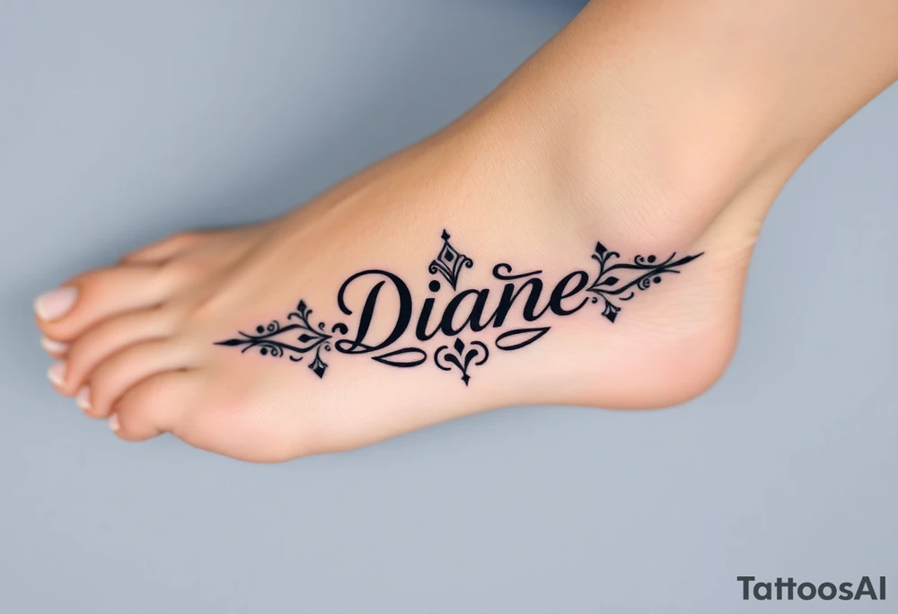 Anklet and charm name Diane tattoo idea
