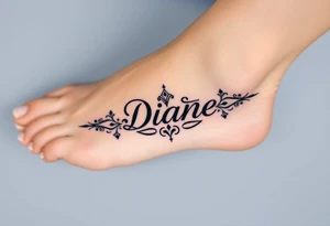 Anklet and charm name Diane tattoo idea