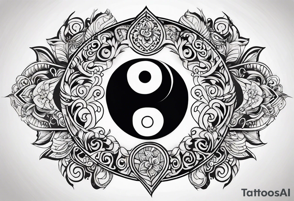 Ying yang with tribal tattoo idea