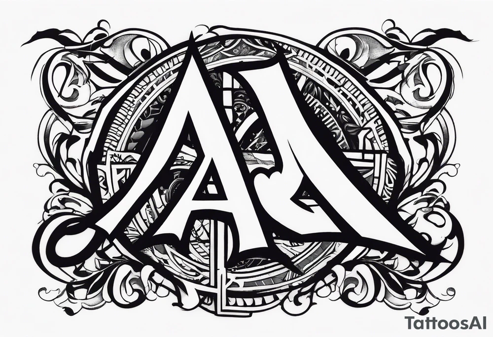the letters A R in the middle of a ninja headband tattoo idea