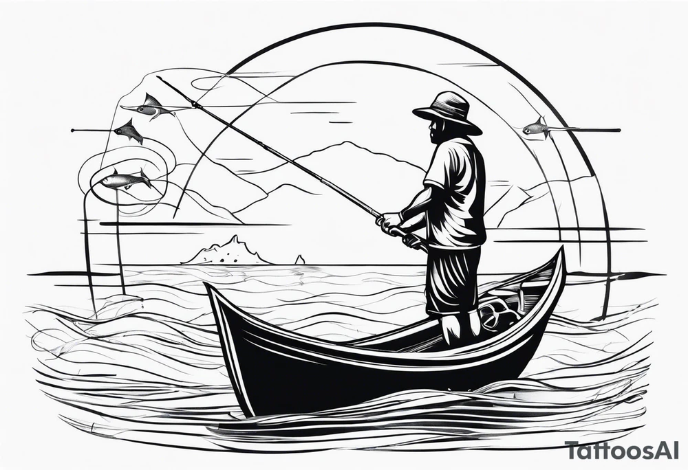 Native fisherman underwater tattoo idea