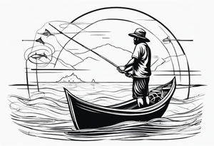 Native fisherman underwater tattoo idea