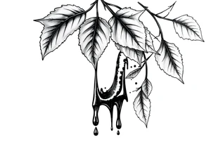 leaves dripping with ink around penis tattoo idea