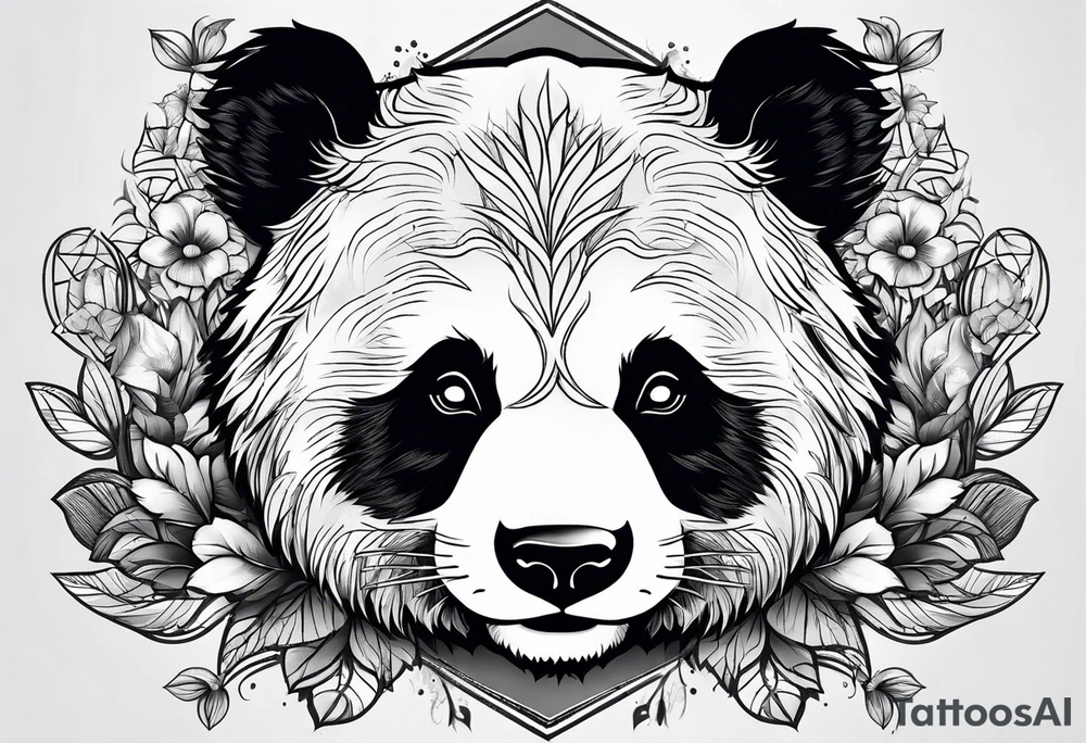A black and white panda bear head zoomed in tattoo idea